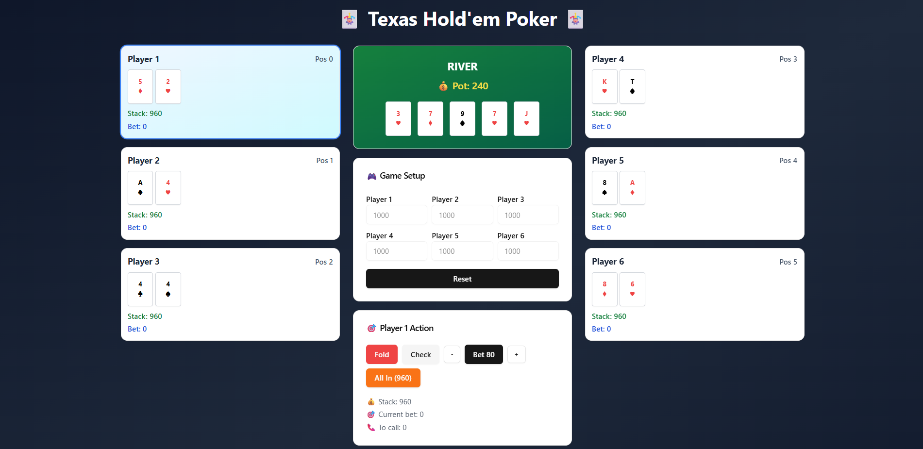 Texas Hold'em Poker Simulator